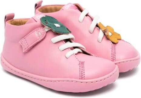 Camper Kids Twins leren sandalen met bloemenpatch Roze