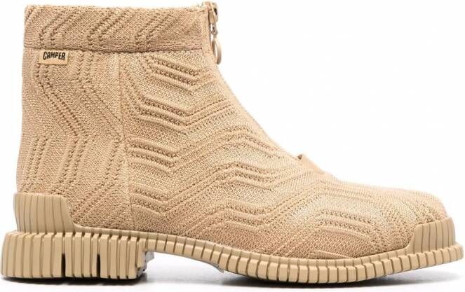 Camper Pix gebreide enkellaarzen Beige