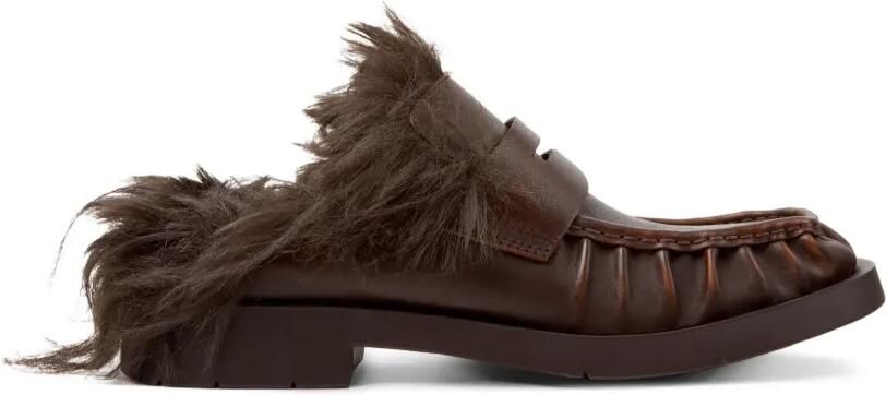 CamperLab Mil 1978 faux-fur-trim leather flat mules Bruin