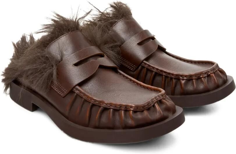 CamperLab Mil 1978 faux-fur-trim leather flat mules Bruin - Foto 3