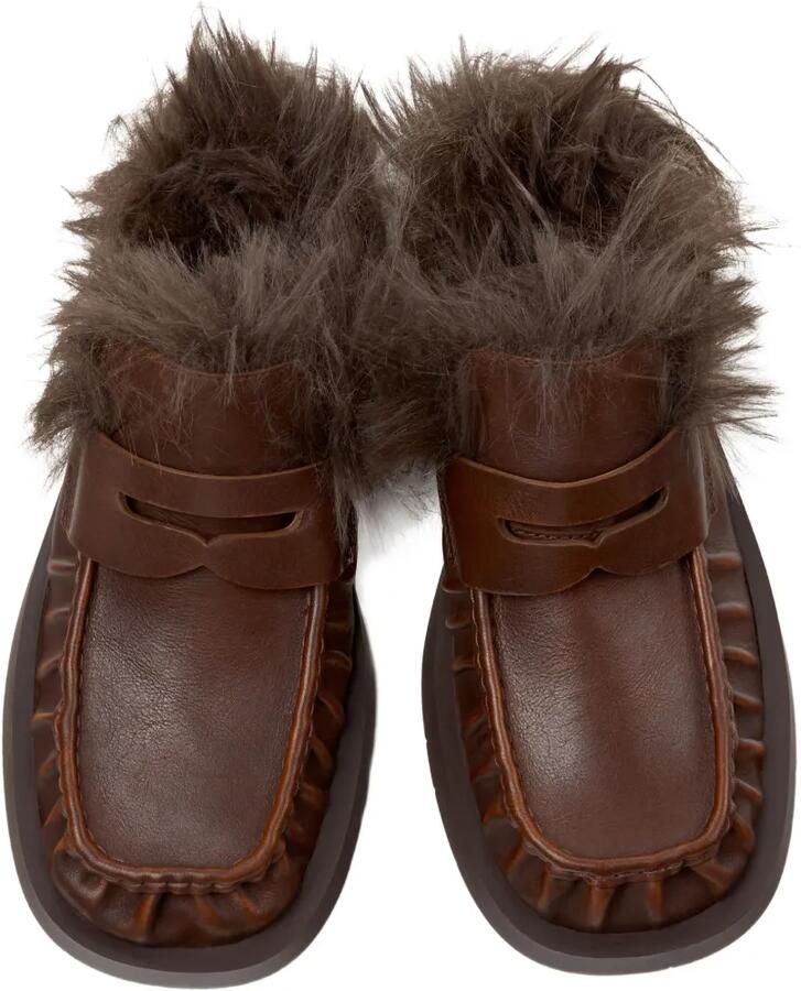 CamperLab Mil 1978 faux-fur-trim leather flat mules Bruin - Foto 2