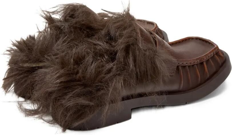 CamperLab Mil 1978 faux-fur-trim leather flat mules Bruin - Foto 4