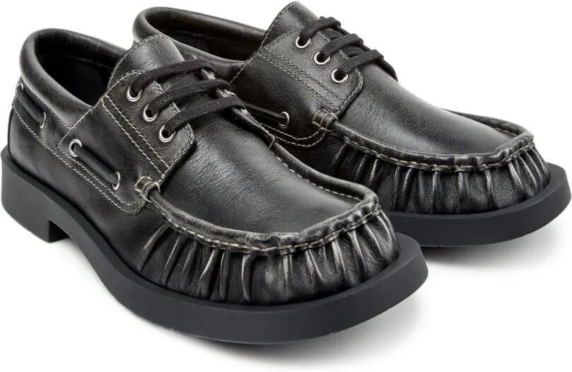 CamperLab Mil 1978 leather boat shoes Zwart - Foto 3