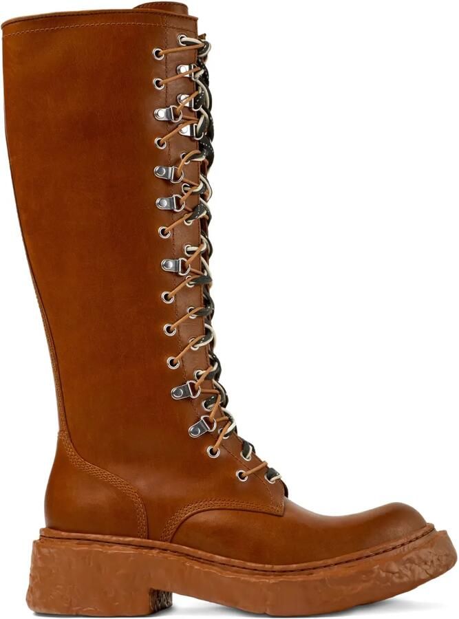 CamperLab Vamonos leren veterlaarzen Bruin