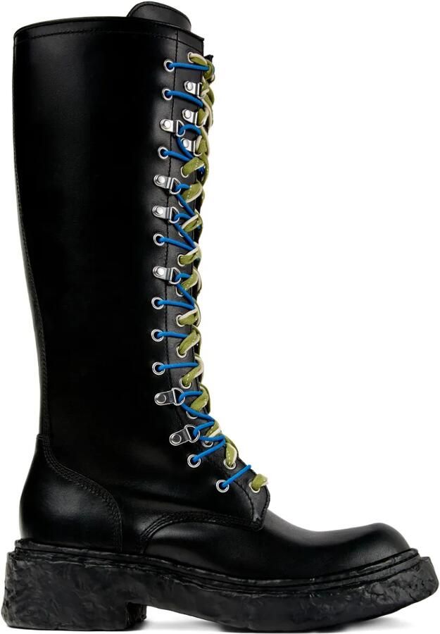 CamperLab Vamonos leren veterlaarzen Zwart