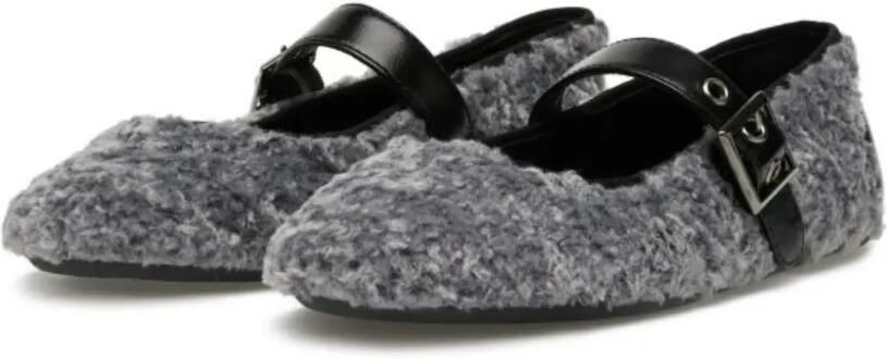 Candice Cooper Dafne Brid Teddy ballerina's van imitatielamswol met gespbandje Grijs - Foto 2