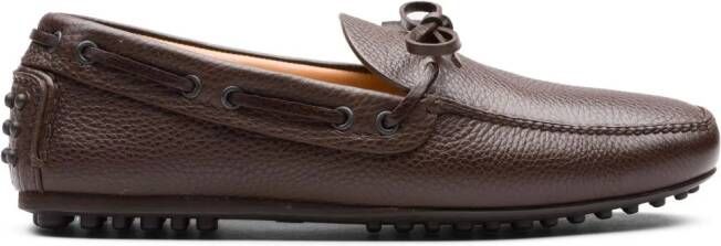 Car Shoe Leren loafers met strikdetail Bruin