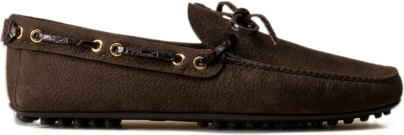 Car Shoe crocodile-print leather boat shoes Bruin