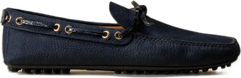 Car Shoe crocodile-print nubuck loafers Blauw