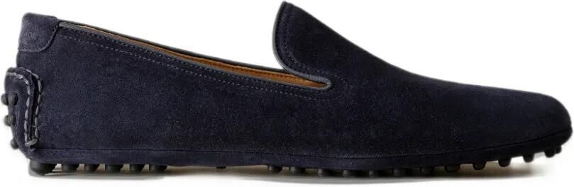 Car Shoe hand-stitched suede loafers Blauw