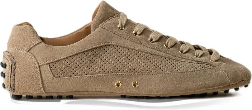 Car Shoe perforated suede sneakers Beige