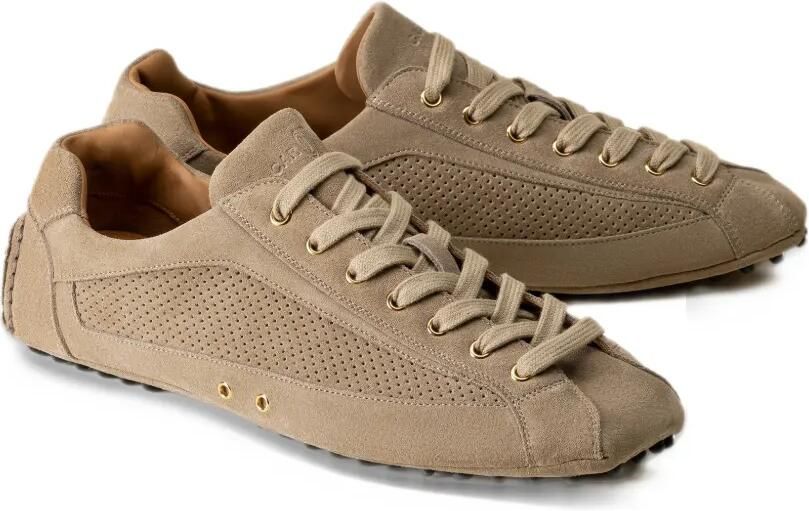 Car Shoe perforated suede sneakers Beige - Foto 2