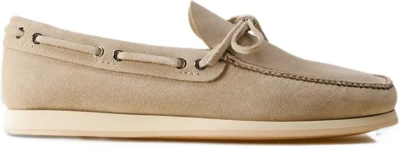 Car Shoe reverse-calfskin boat shoes Beige