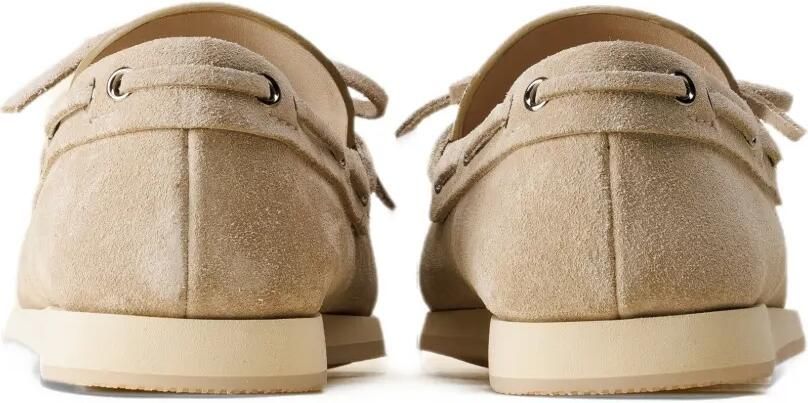 Car Shoe reverse-calfskin boat shoes Beige - Foto 3