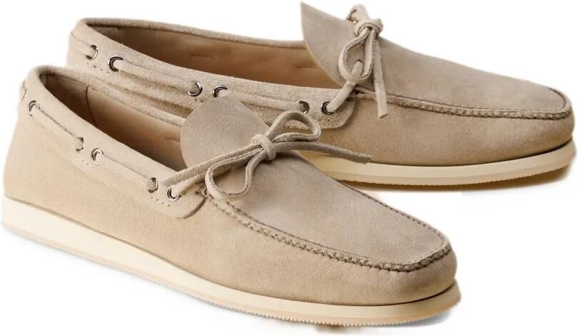 Car Shoe reverse-calfskin boat shoes Beige - Foto 2
