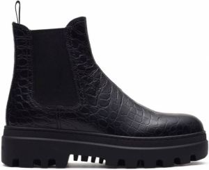 Car Shoe Chelsea laarzen met krokodillenleer-effect Zwart