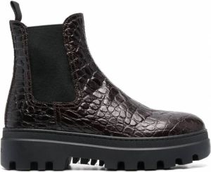 Car Shoe Enkellaarzen met krokodillenleer-effect Bruin