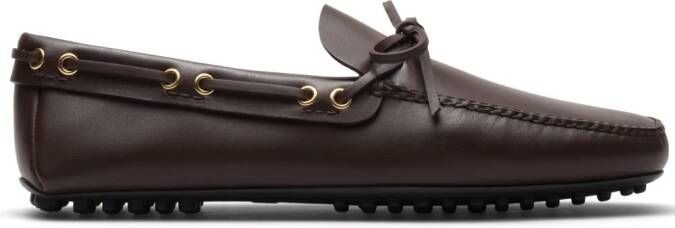 Car Shoe Leren loafers met strikdetail Bruin