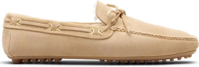 Car Shoe Suède loafers met voering Beige