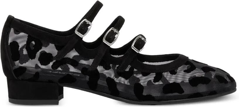 Carel Paris Ariana mesh ballerina's met luipaard-patroon Zwart