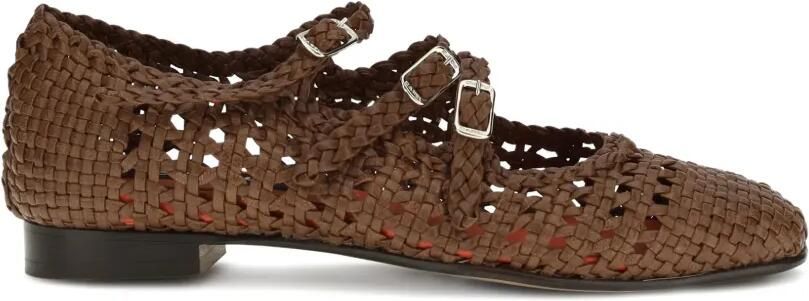 Carel Paris Arianas geweven ballerina's met bandjes Bruin