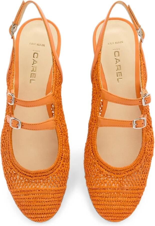 Carel Paris Balma raffia slingback pumps Oranje - Foto 3
