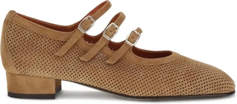 Carel Paris Geperforeerde pumps met drievoudig bandje Bruin
