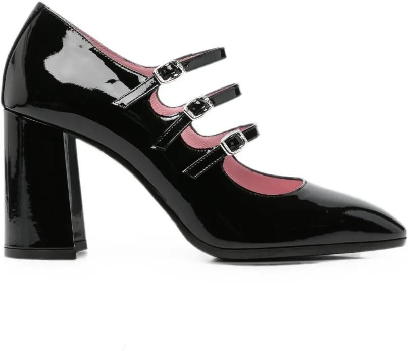 Carel Paris Keel lakleren pumps met drie bandjes Zwart