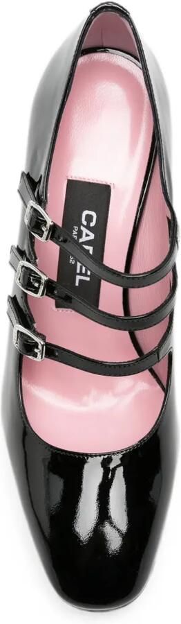 Carel Paris Keel lakleren pumps met drie bandjes Zwart - Foto 4