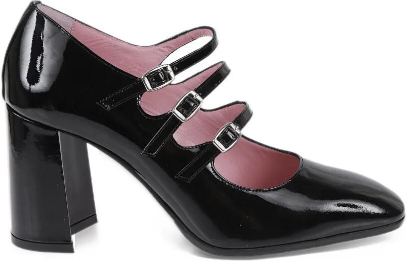 Carel Paris Keel triple-strap patent-leather Mary Jane pumps Zwart