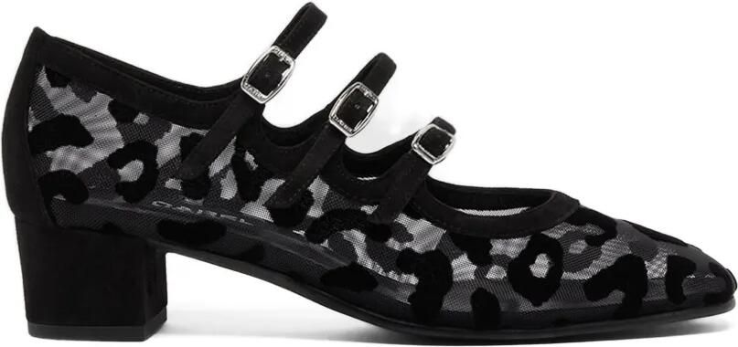Carel Paris Kina mesh pumps met luipaard-print Zwart