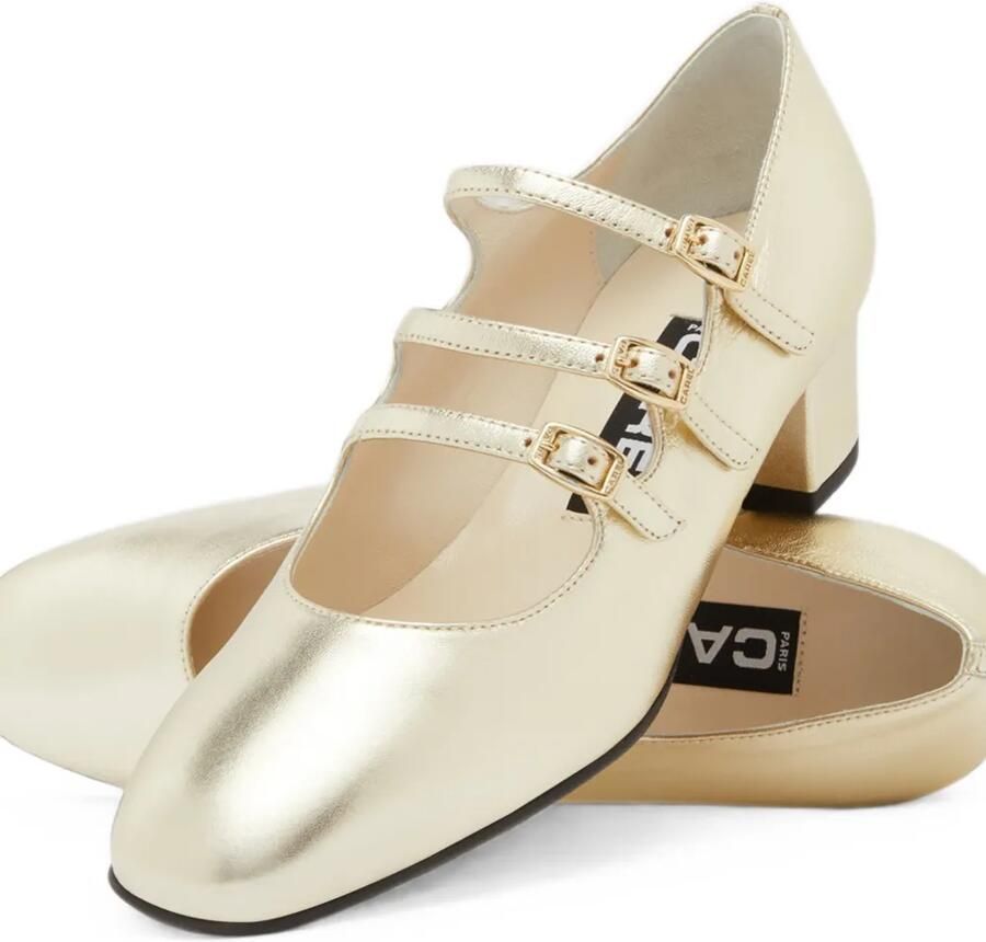 Carel Paris Kina pumps met drie bandjes Goud - Foto 2