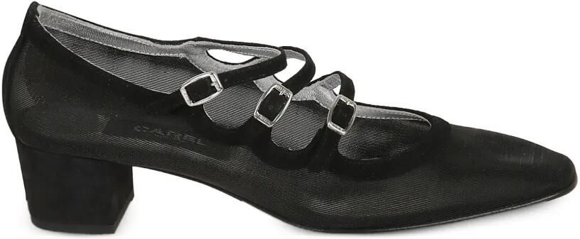 Carel Paris Kina pumps met drievoudig bandje en hak Zwart