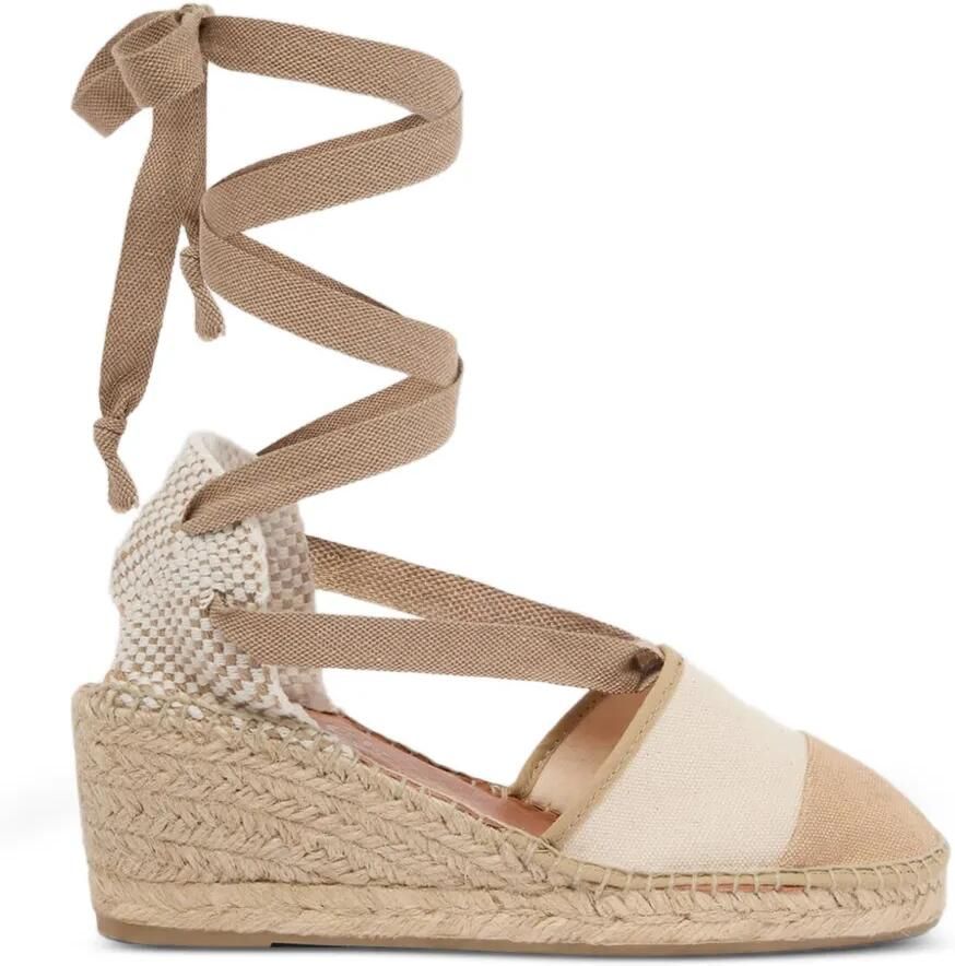 Carel Paris Parasol espadrilles met sleehak en veters Beige