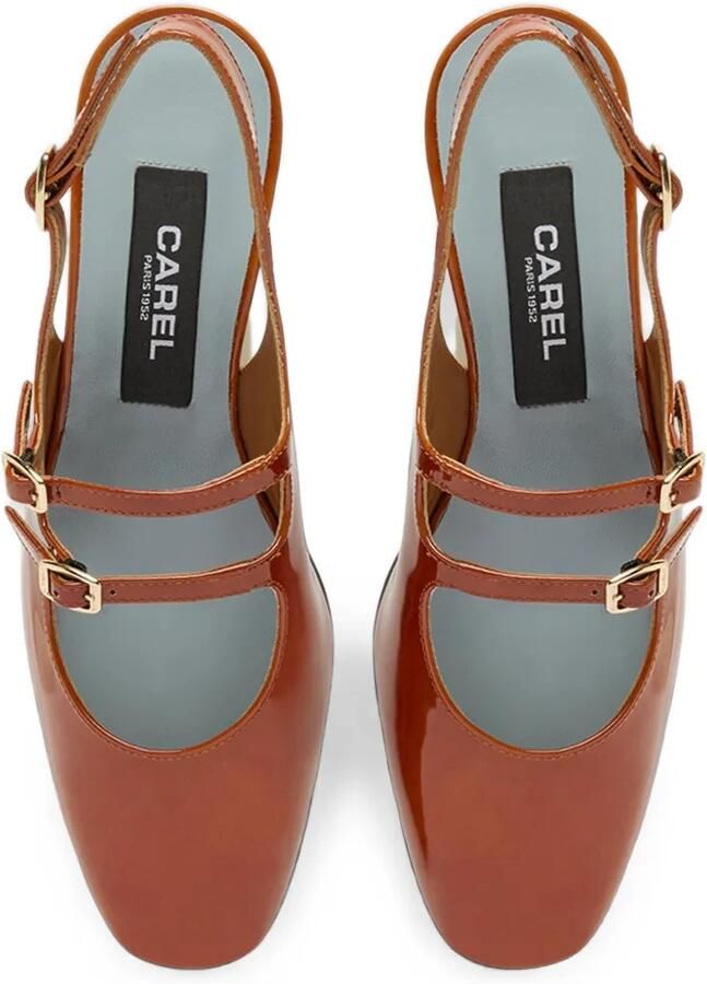 Carel Paris Peche slingback pumps met dubbele bandjes Bruin - Foto 2