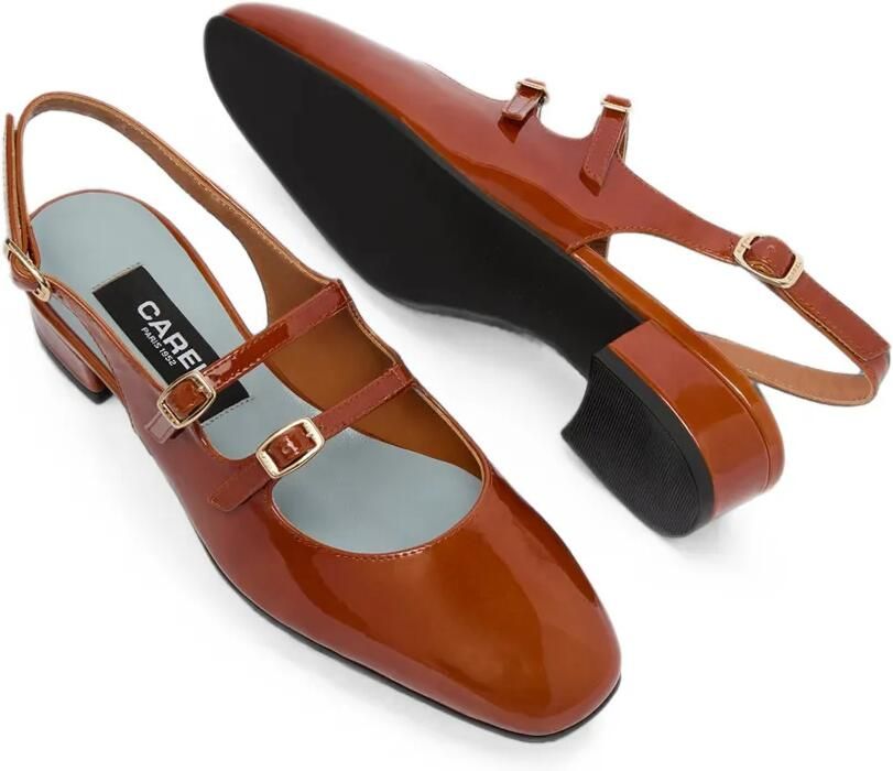 Carel Paris Peche slingback pumps met dubbele bandjes Bruin - Foto 3