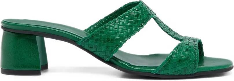 Carel Paris Pyramide T geweven leren sandalen Groen