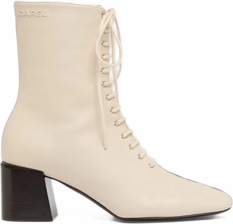 Carel Paris Vivi lace-up leather ankle boots Beige