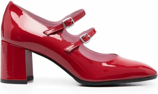 Carel Paris Pumps met dubbele bandjes Rood