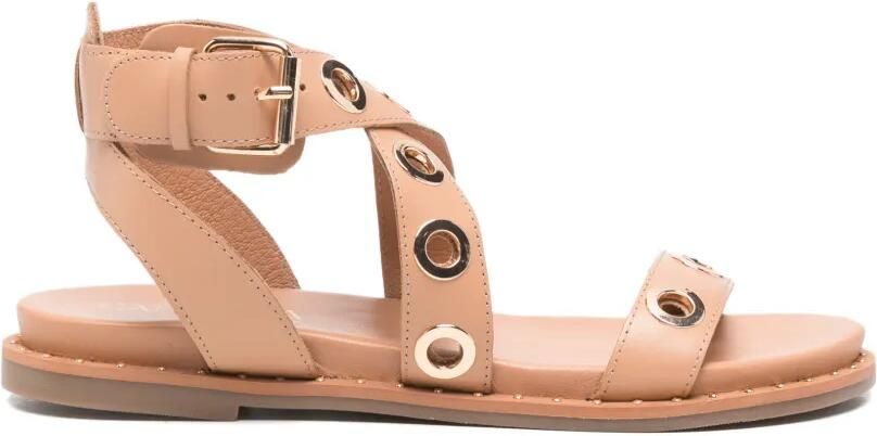 Carmela Leren sandalen Beige