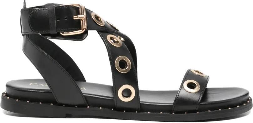 Carmela Sandalen met gekruiste bandjes en ringlets Zwart