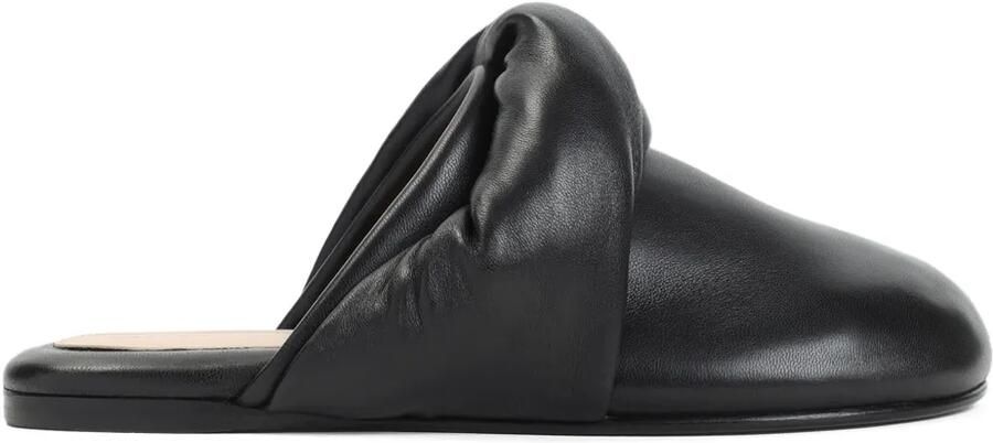 Carven Geknoopte leren muiltjes Zwart