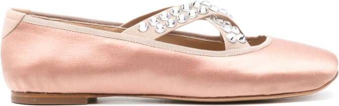 Casadei Ballerina's verfraaid met stras Beige