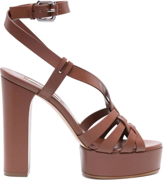 Casadei Betty leren sandalen Bruin