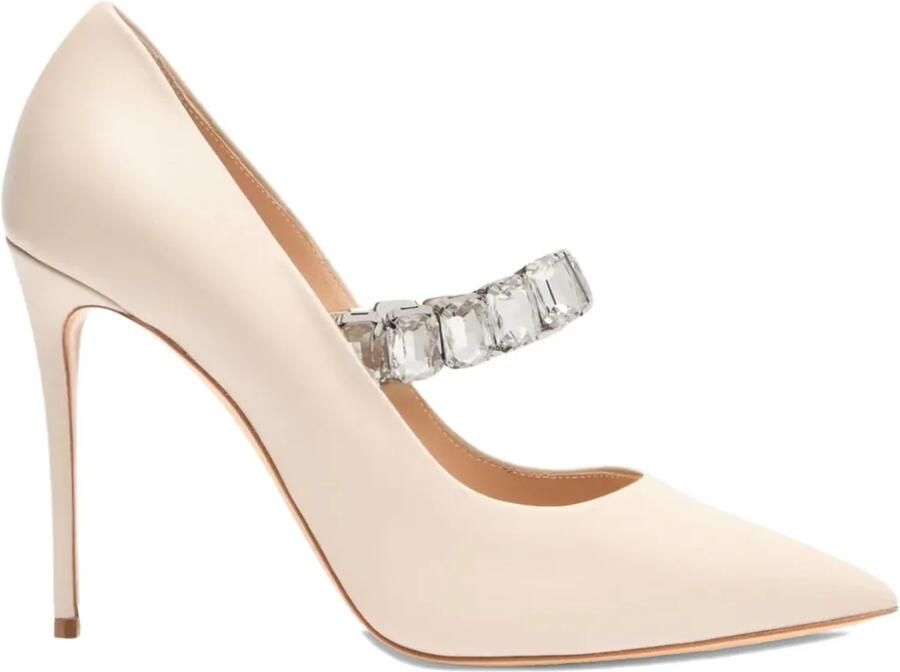 Casadei 100 mm Julia Minorca pumps met puntige neus en kristallen Wit