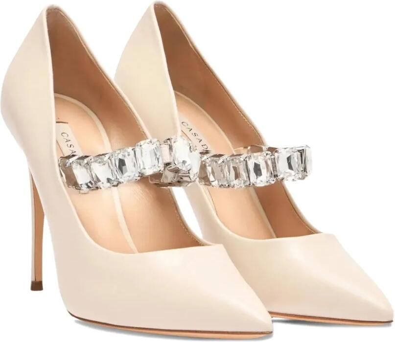 Casadei 100 mm Julia Minorca pumps met puntige neus en kristallen Wit - Foto 4