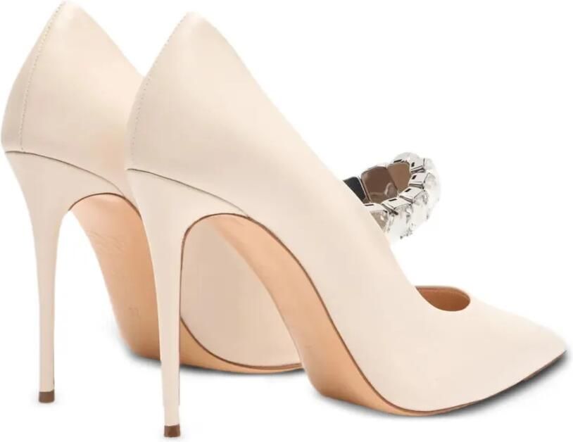 Casadei 100 mm Julia Minorca pumps met puntige neus en kristallen Wit - Foto 5
