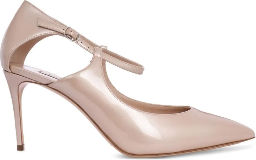 Casadei 100 mm Samurai Julia pumps met enkelbandje en uitgesneden details Beige