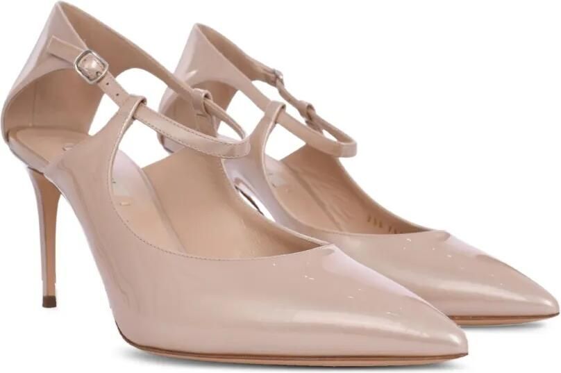 Casadei 100 mm Samurai Julia pumps met enkelbandje en uitgesneden details Beige - Foto 4