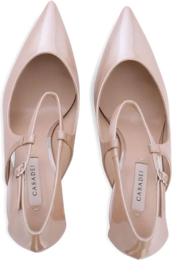 Casadei 100 mm Samurai Julia pumps met enkelbandje en uitgesneden details Beige - Foto 3